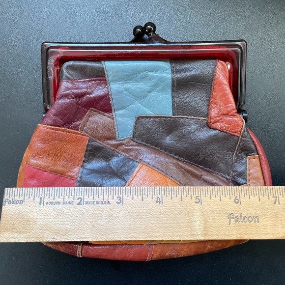 Vintage Leather Patchwork Leather Clutch Purse - Picture 13 of 16